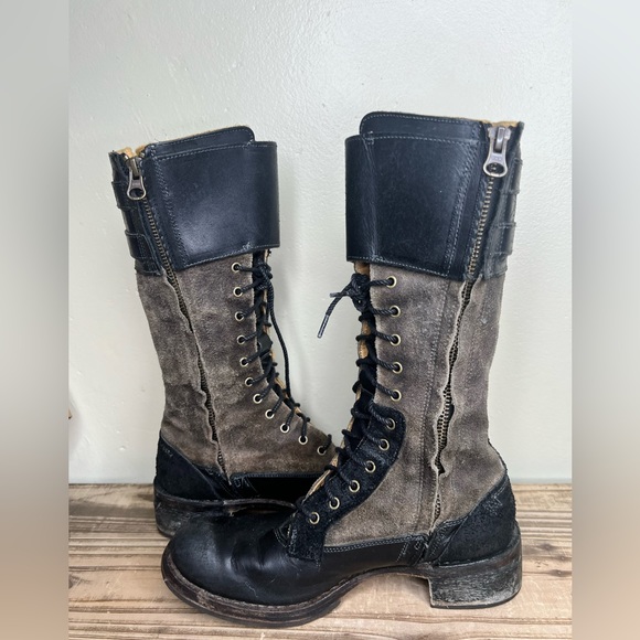 Timberland boot co Lucille lace up high boot two tone leather 6 zip - Picture 5 of 14